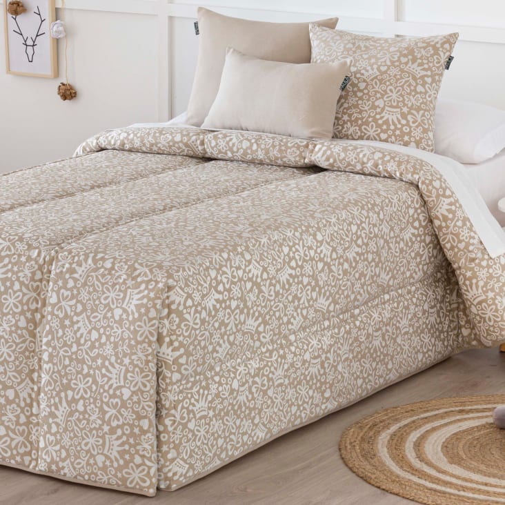 Edredón confort acolchado 200 gr jacquard beige cama 150 (190x265