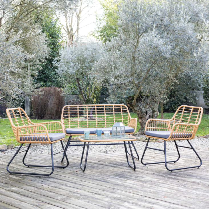 Salon de jardin Giardino 1 table + 4 chaises + 4 coussins