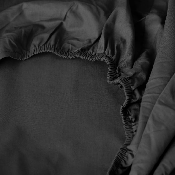 Drap housse percale de coton uni gris 140 x 190 cm-Neo cropped-2