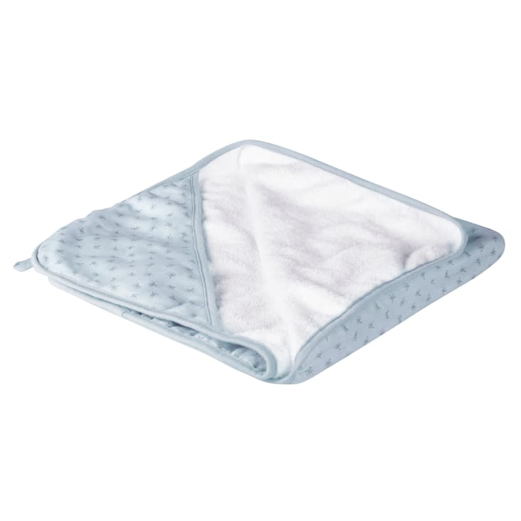 Interbaby Kapuzenbadetuch PARACAIDISTA – 100x100cm, 100% Baumwolle, Weich & Saugstark Für Babys (Weiß & Blau)