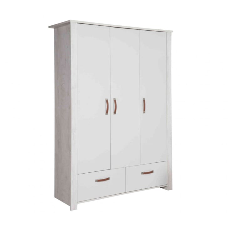 Kleiderschrank mit 3 Türen und 2 Schubladen, Lichtgrau MILA | Maisons ...