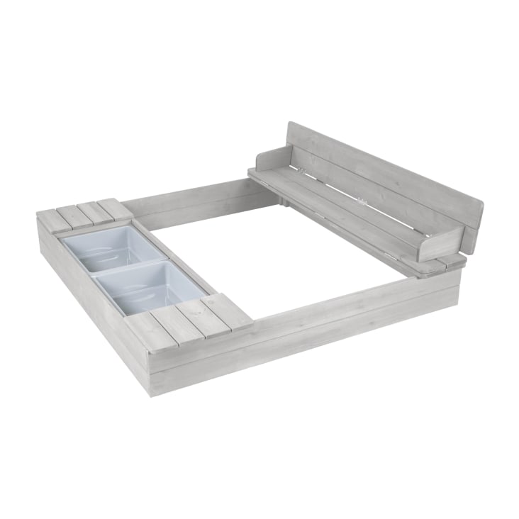 Wickey Bac à Sable Avec Couvercle Flip 120x125cm - Bois Durable Transformable En Bancs