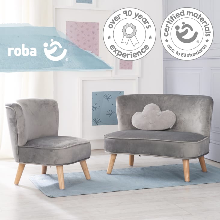 Divano Per Bambini Roba Lil Sofa - 2 Posti, Velluto Morbido, Con Braccioli, Rosa - Foto 10