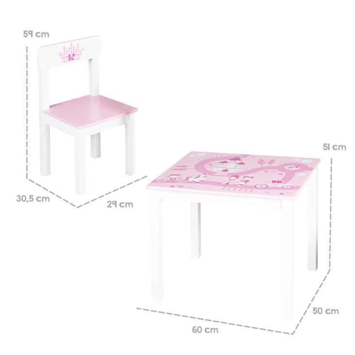 Kindersitzgruppe, 2 Stühle und 1 Tisch, weiß/rosa KRONE | Maisons du Monde