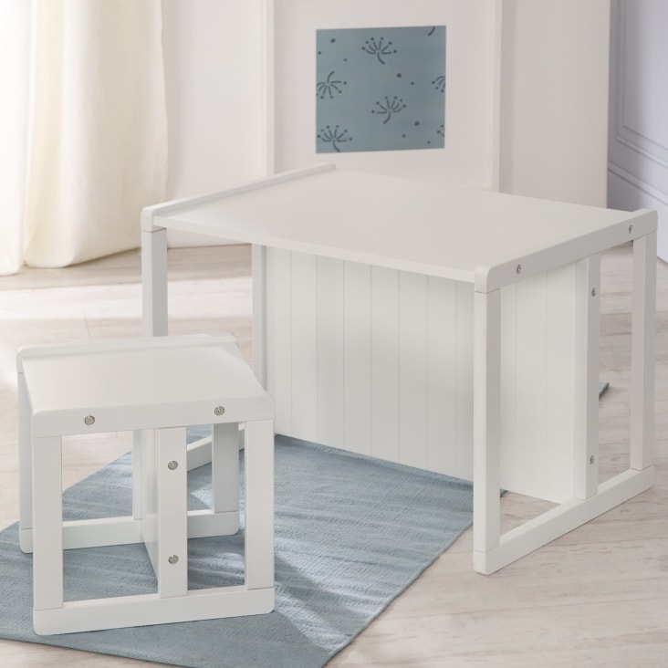 Kindersitzmöbel | Tisch Hocker - & - Maisons Weiß du Monde drehbar