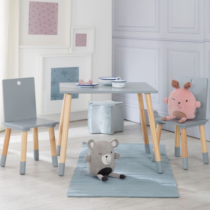 Maisons Kindersitzgruppe, du Tisch, und Monde holz/grau | 2 1 Stühle