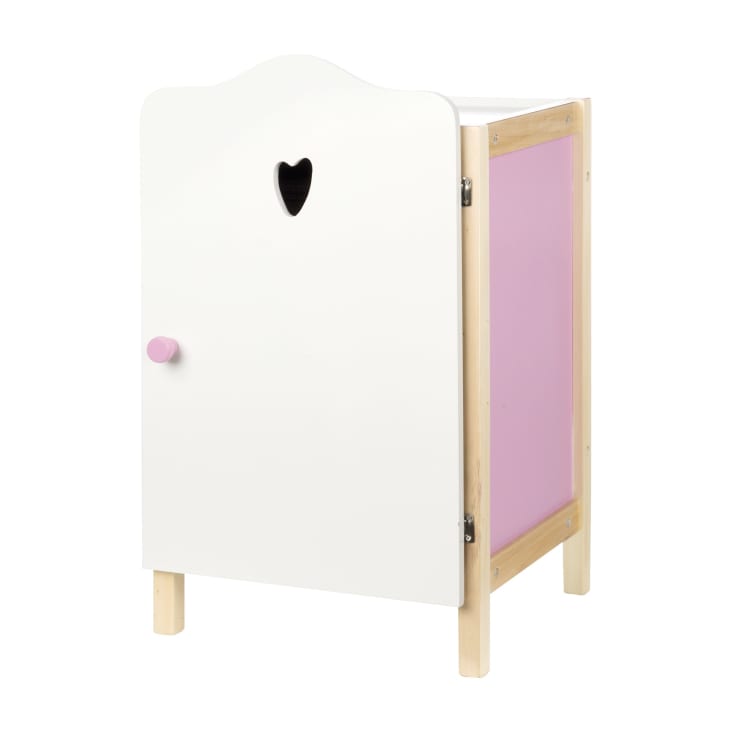 Lit Armoire En Bois Pour Poupée – 51,5x30x90 Cm, Avec Mobile Musical, Parure Et Rangement Intégré