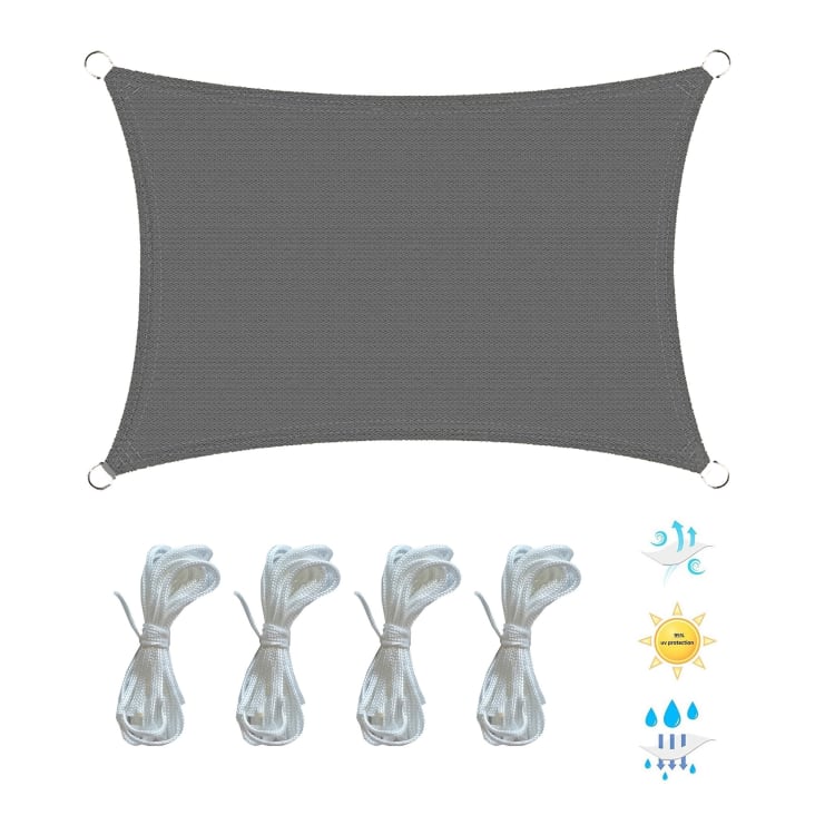 Sonnensegel, rechteckig, 3 x 4 m aus grauem Polyethylen SOLE