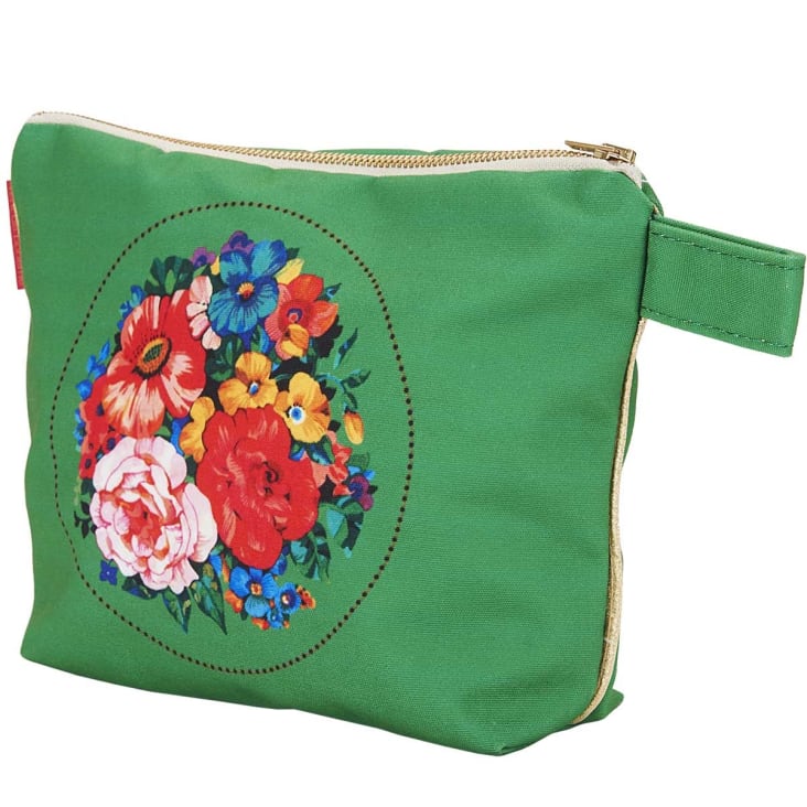 Astuccio grande con stampa floreale verde 19x28cm