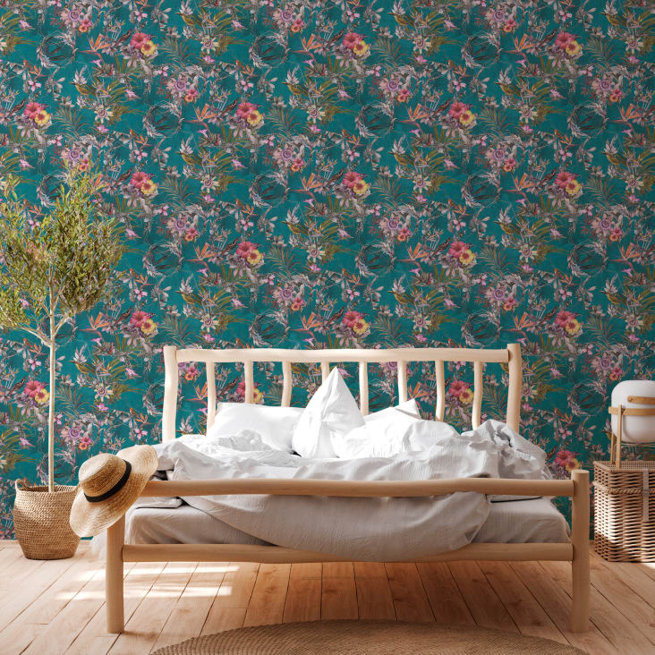 Florale Tapete, mehrfarbig DREAM du 0,53 Maisons m 10,05 und Monde | x m blau, FLOWERY