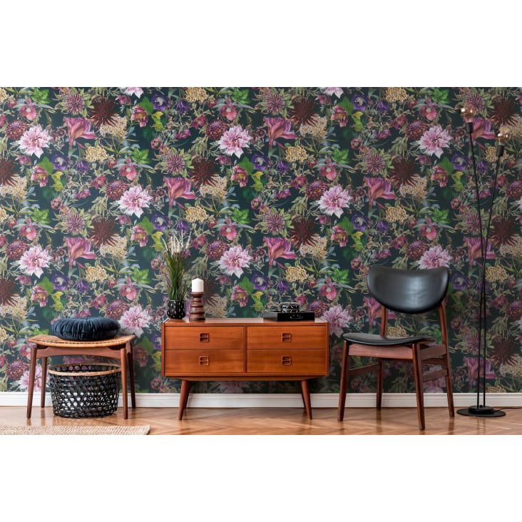 Florale Tapete, mehrfarbig und grün, FLOWERY du m x Monde Maisons 0,53 10,05 DREAM | m