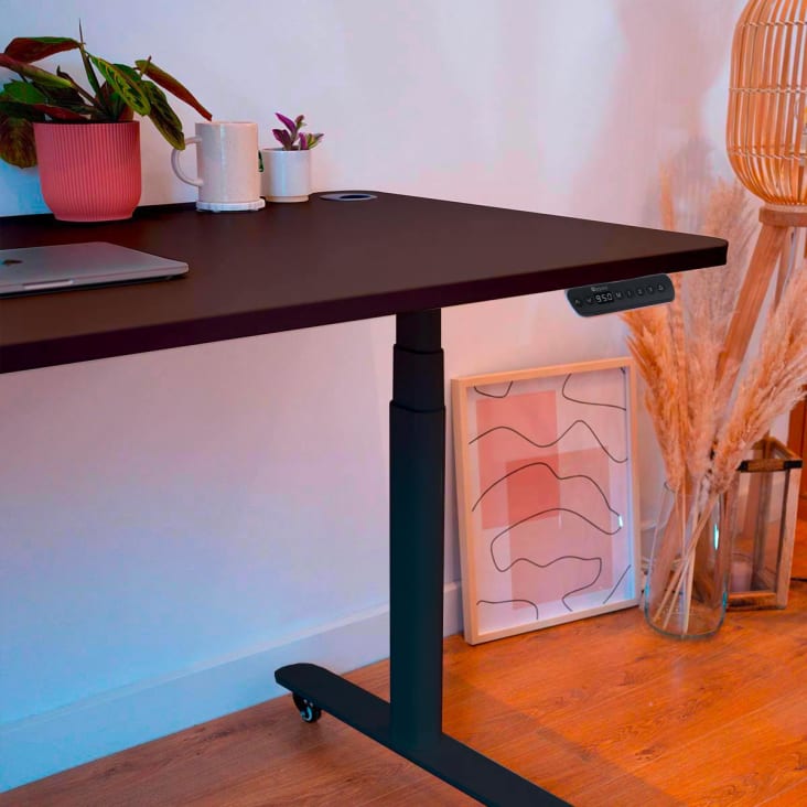 Bureau assis debout effet bois noir 140x70 DYNAMIC CIRCLE Maisons du Monde