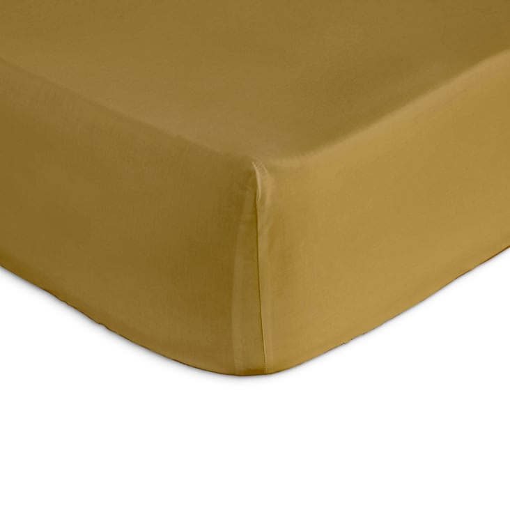 Drap housse 100% coton 140x200+28 cm jaune-CASUAL DH