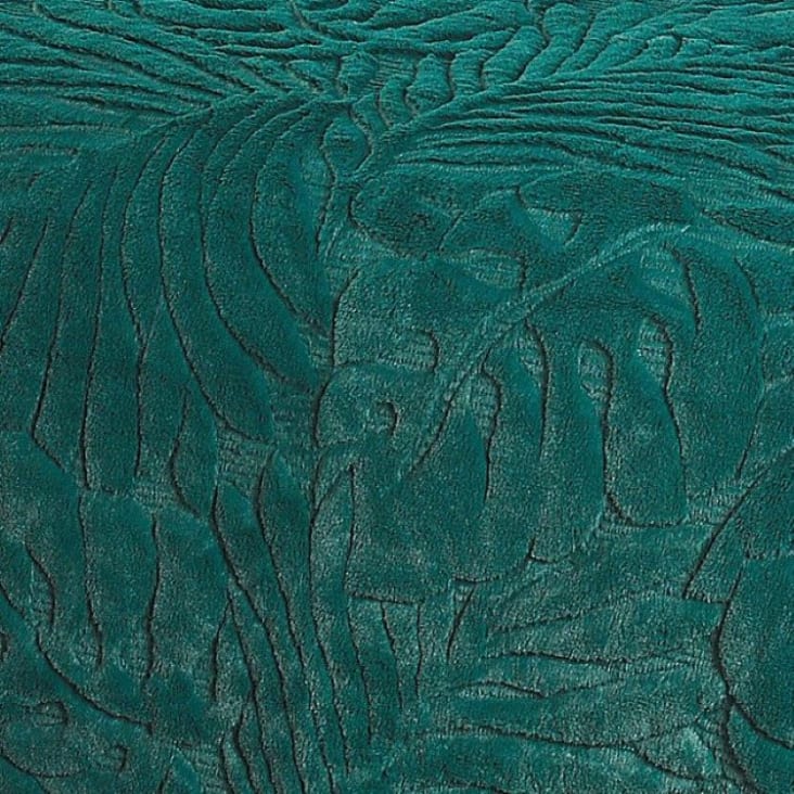 Dessus de lit feuillages polyester vert emeraude 240x260cm-GRAZIA cropped-2