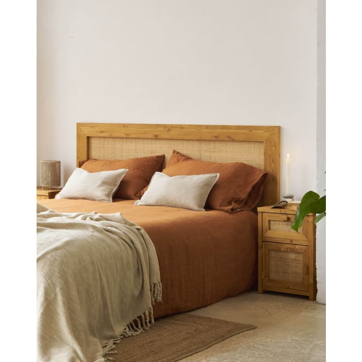 Tête de lit bois et raphia couleur marron clair pour lit 180 cm-Marnie cropped-3