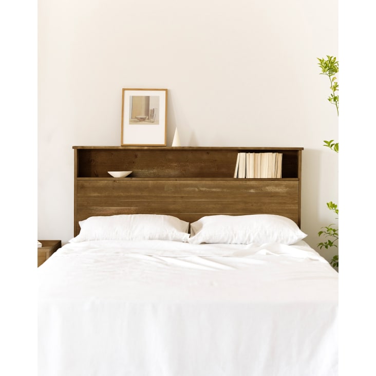 Tête de lit avec rangement pour lit 135 cm couleur marron vieilli-Igor cropped-3