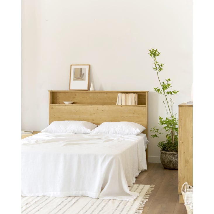 Tête de lit avec rangement pour lit 135 cm couleur marron vieilli-Igor cropped-5