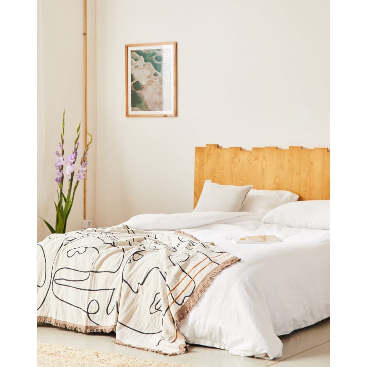 Cabecero de cama madera maciza de abeto color nogal para cama 150 cm Nala