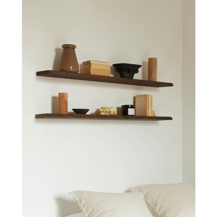 Set de 2 étagères en bois de MDF coloris marron / métal - Longueur 42 x  Hauteur 89 x Profondeur 20 cm - Cdiscount Maison