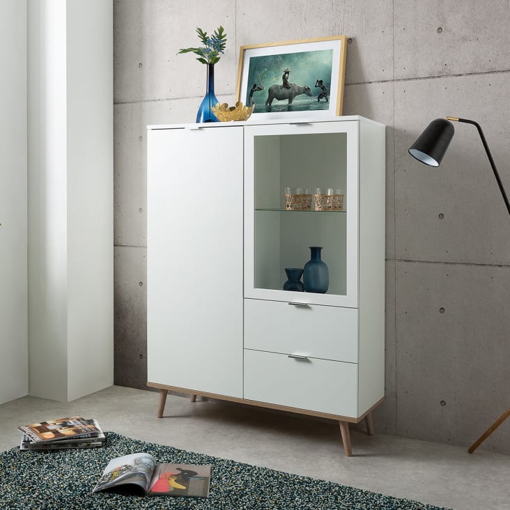 Vetrina 2 porte 2 cassetti - A140 cm - Bianco Copenhague