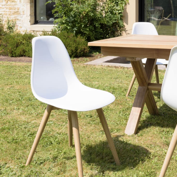 Salon de jardin 6 pers. 1 table rect. 180x100cm et 6 chaises blanches-Malo cropped-9
