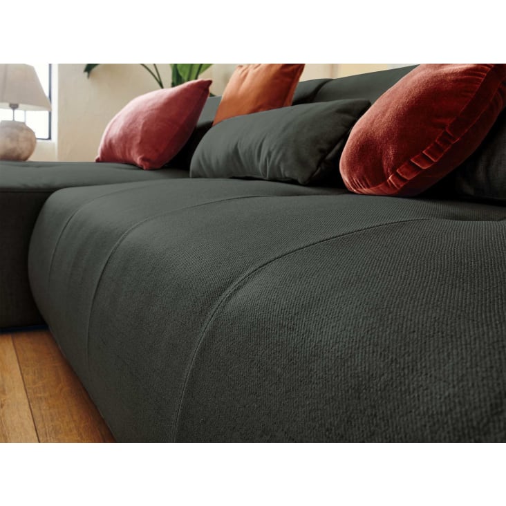 Canapé d'angle réversible 4 places en tissu gris foncé-Onyx cropped-6