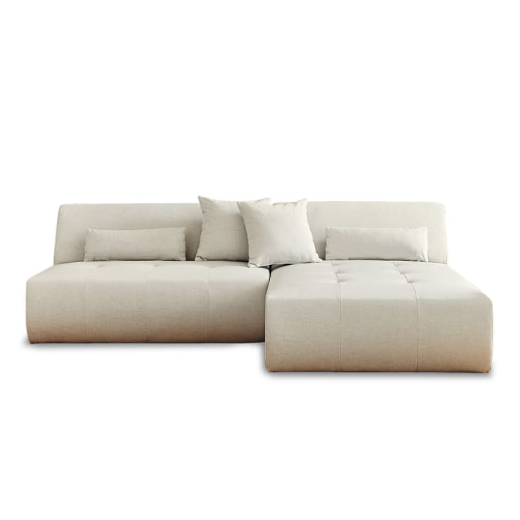 Canapé d'angle réversible 4 places en tissu beige