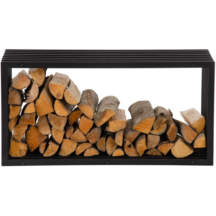 2040073 RASTRELLIERA PER Legna da Ardere Nera 60x40x60 cm in Acciaio