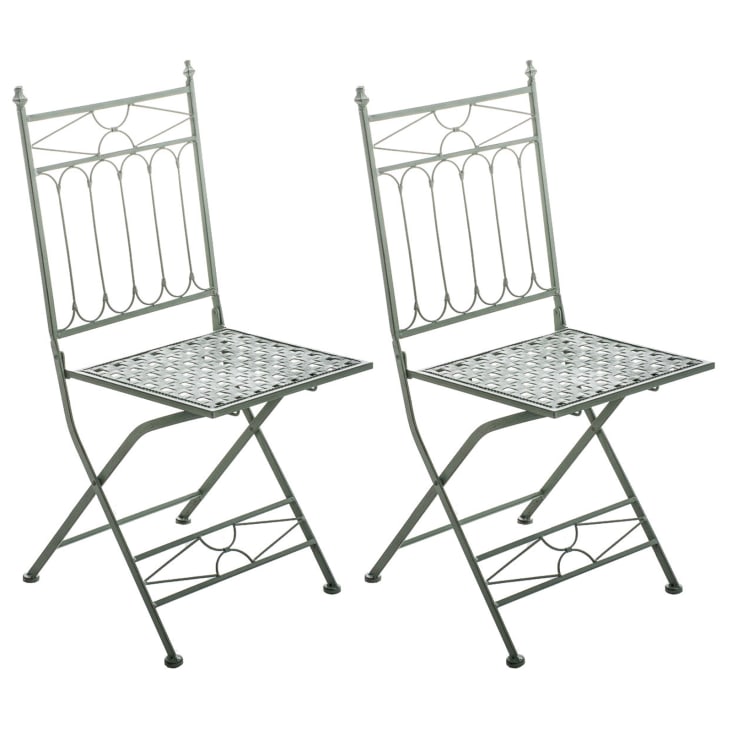 Lot 2 chaises de jardin pliables en métal Vert antique-ASINA