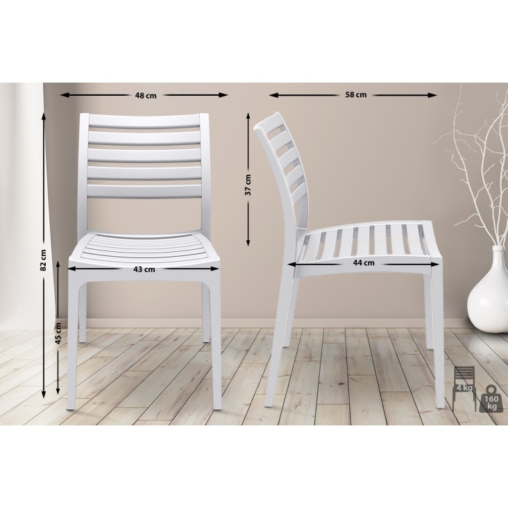 Chaises de jardin Empilable en plastique Blanc-Ares cropped-2
