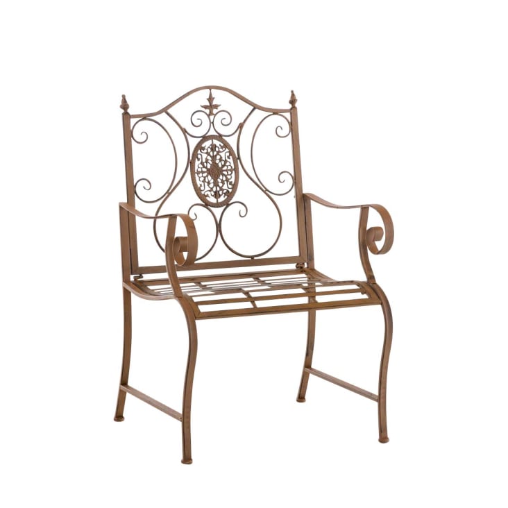 Chaise de jardin avec accoudoirs en métal Marron antique-PUNJAB