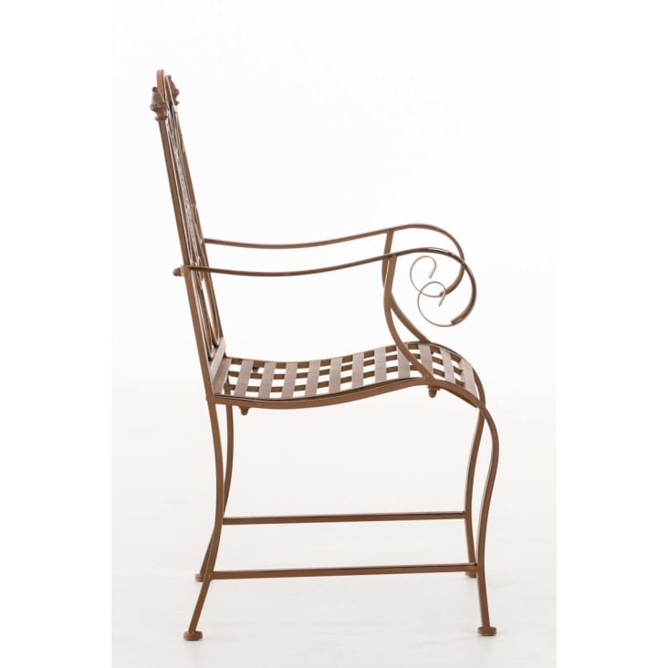 Chaise de jardin avec accoudoirs en métal Marron antique-PUNJAB cropped-3