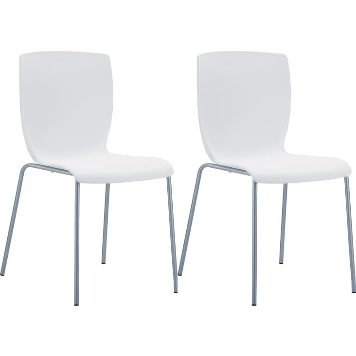 2er Set Gartenstühle stabelbar aus Kunststoff weiß MIO Maisons du Monde