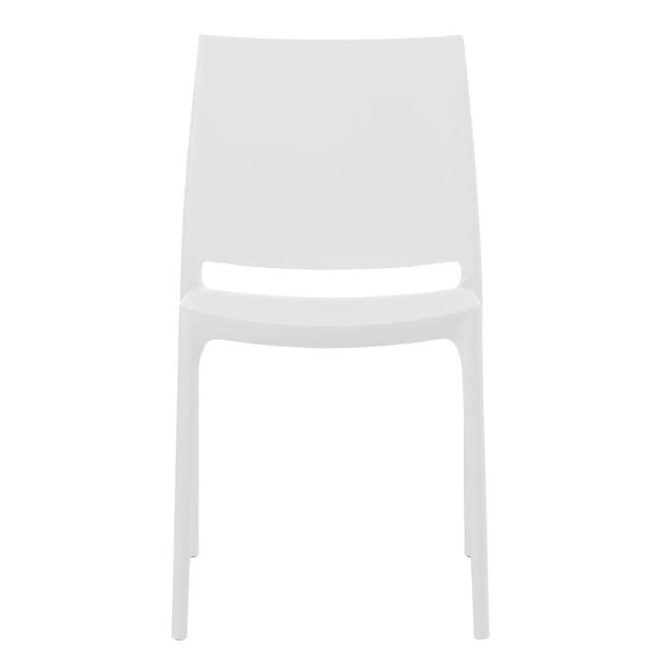 Chaise de jardin empilable résistante aux UV en plastique Blanc-Maya cropped-2