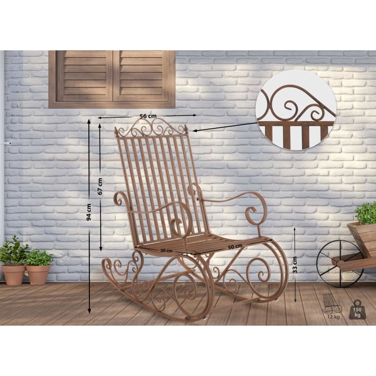 Lot De 2 Fauteuils à Bascule Smilla - Fer Forgé Pour Jardin Ou Intérieur