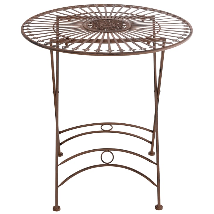 Table de jardin ronde en métal Marron antique-TEGAL cropped-2