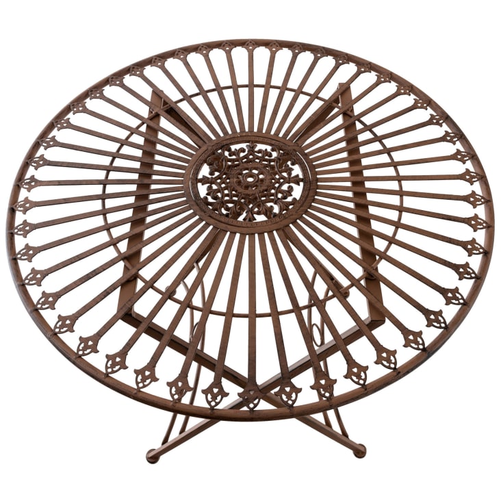 Table de jardin ronde en métal Marron antique-TEGAL cropped-4