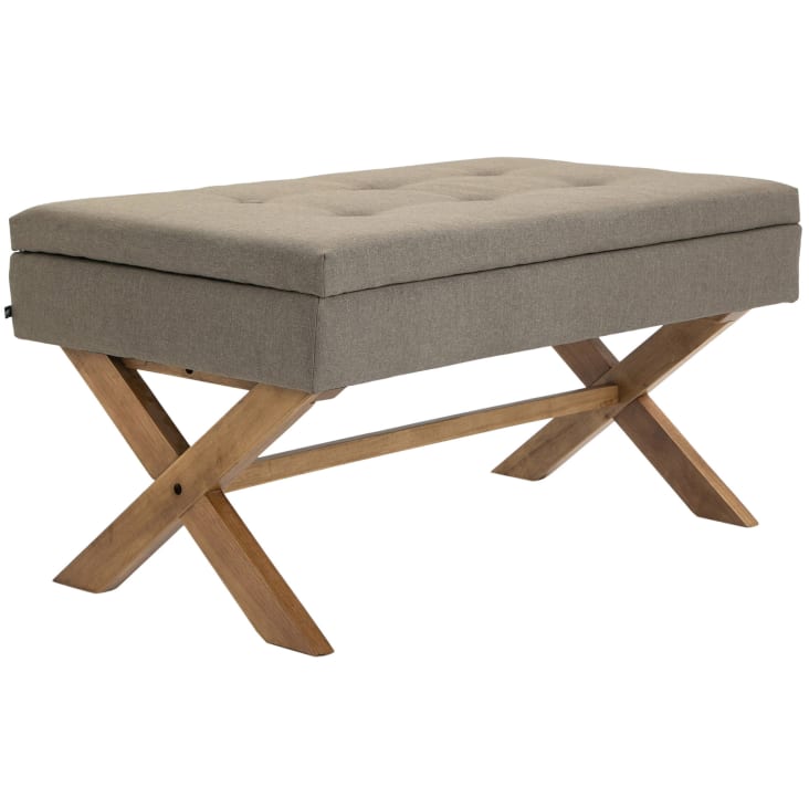Maine Furniture Co Panca Portaoggetti Newport – Grigio Tortora Con Due Cestini In Vimini – Stile Fattoria Inglese, Pronta All'Uso