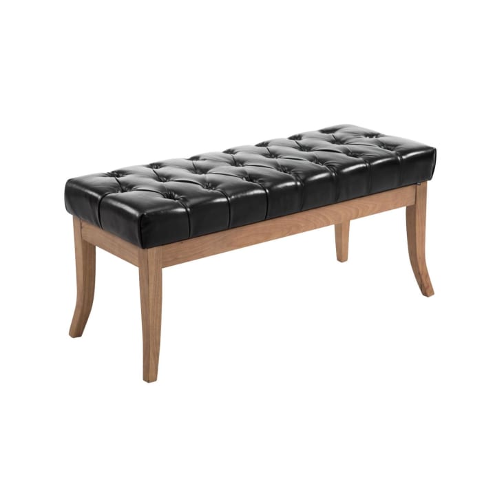 Banc Rembourré Mg Design 45x90 Cm Noir - Structure En Bois, Surface Douce, Pour Salon, Chambre Ou Entrée