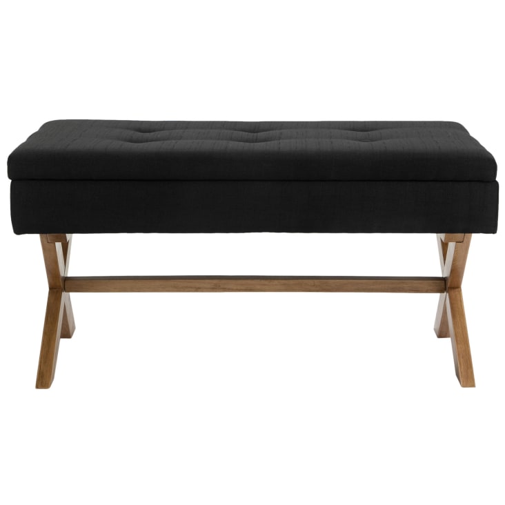 Banco de madera maciza negra, asiento minimalista moderno para comedor,  estudio, oficina, banco para dormitorio extremo de cama (color negro,  tamaño