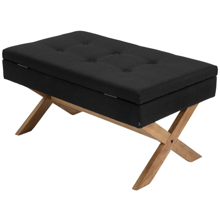 Banco de madera maciza negra, asiento minimalista moderno para comedor,  estudio, oficina, banco para dormitorio extremo de cama (color negro,  tamaño