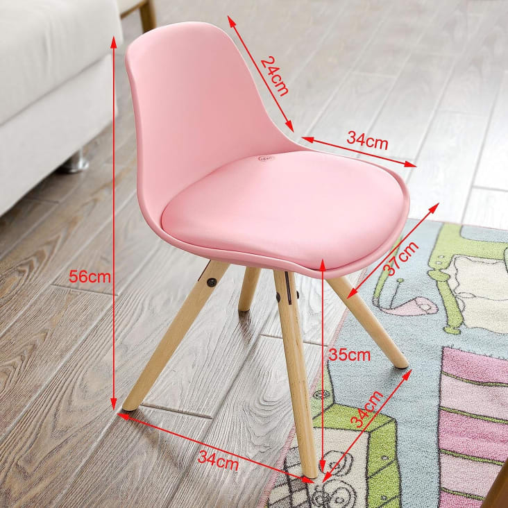 Kinderstuhl mit gepolsterter Sitzfläche und Lehne Buche Pink