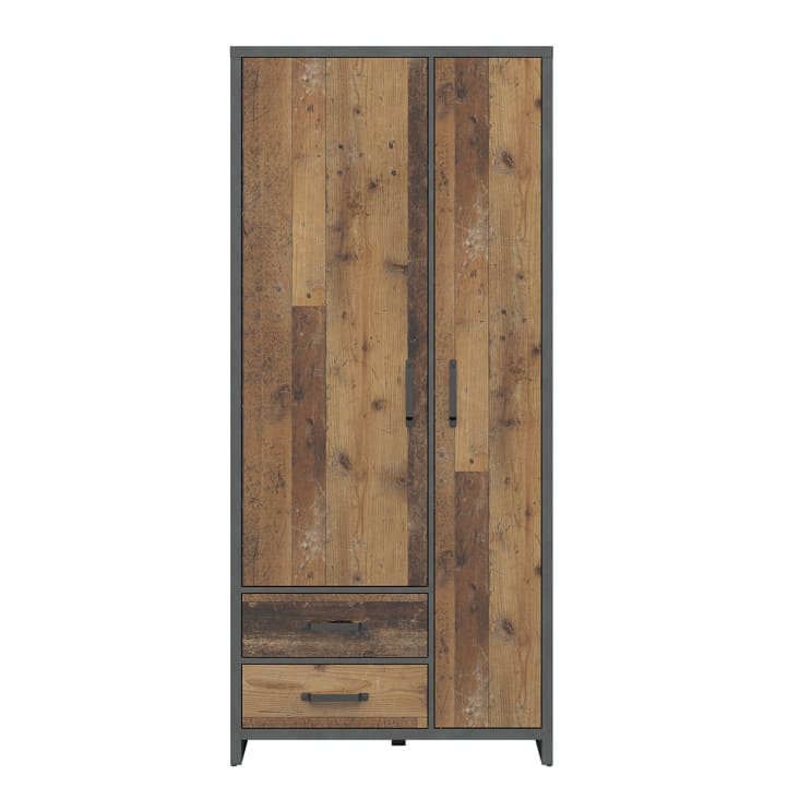 Armoire 3 Portes 2 Tiroirs Effet Chêne Sonoma - Rangement Spacieux Pour Chambre Ou Salon