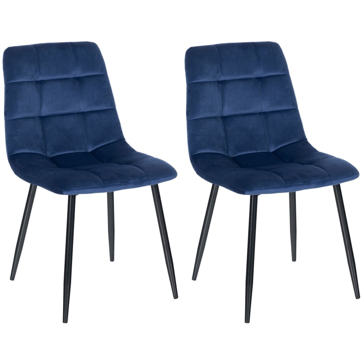 Set di 2 sedie con seduta in Velluto blu Tilde