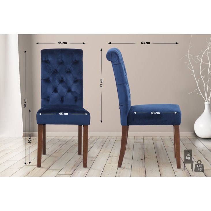 Silla de comedor con pies de bois y asiento de terciopelo azul-Lisburn cropped-2