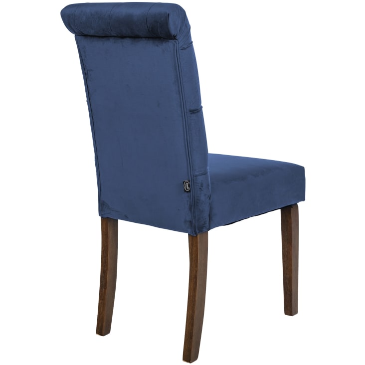 Silla de comedor con pies de bois y asiento de terciopelo azul-Lisburn cropped-6