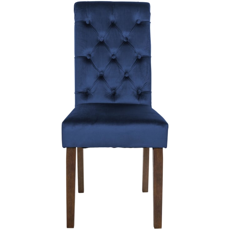 Silla de comedor con pies de bois y asiento de terciopelo azul-Lisburn cropped-7
