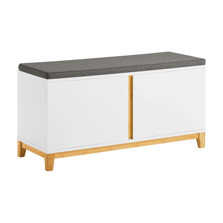 Schuhbank mit Sitzfläche und Stauraum MDF Bambus Weiß Maisons du Monde
