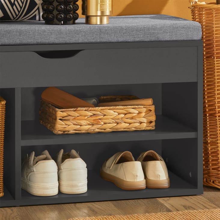 BDW Scarpiera Con Seduta | 85 X 35 X 45 Cm | Rovere Sonoma | Per Corridoio E Ingresso