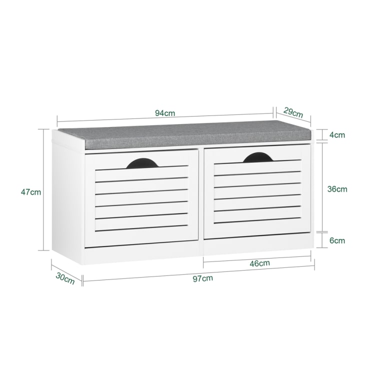 Schuhbank mit Sitzfläche und 2 Klappen MDF Weiß Maisons du Monde